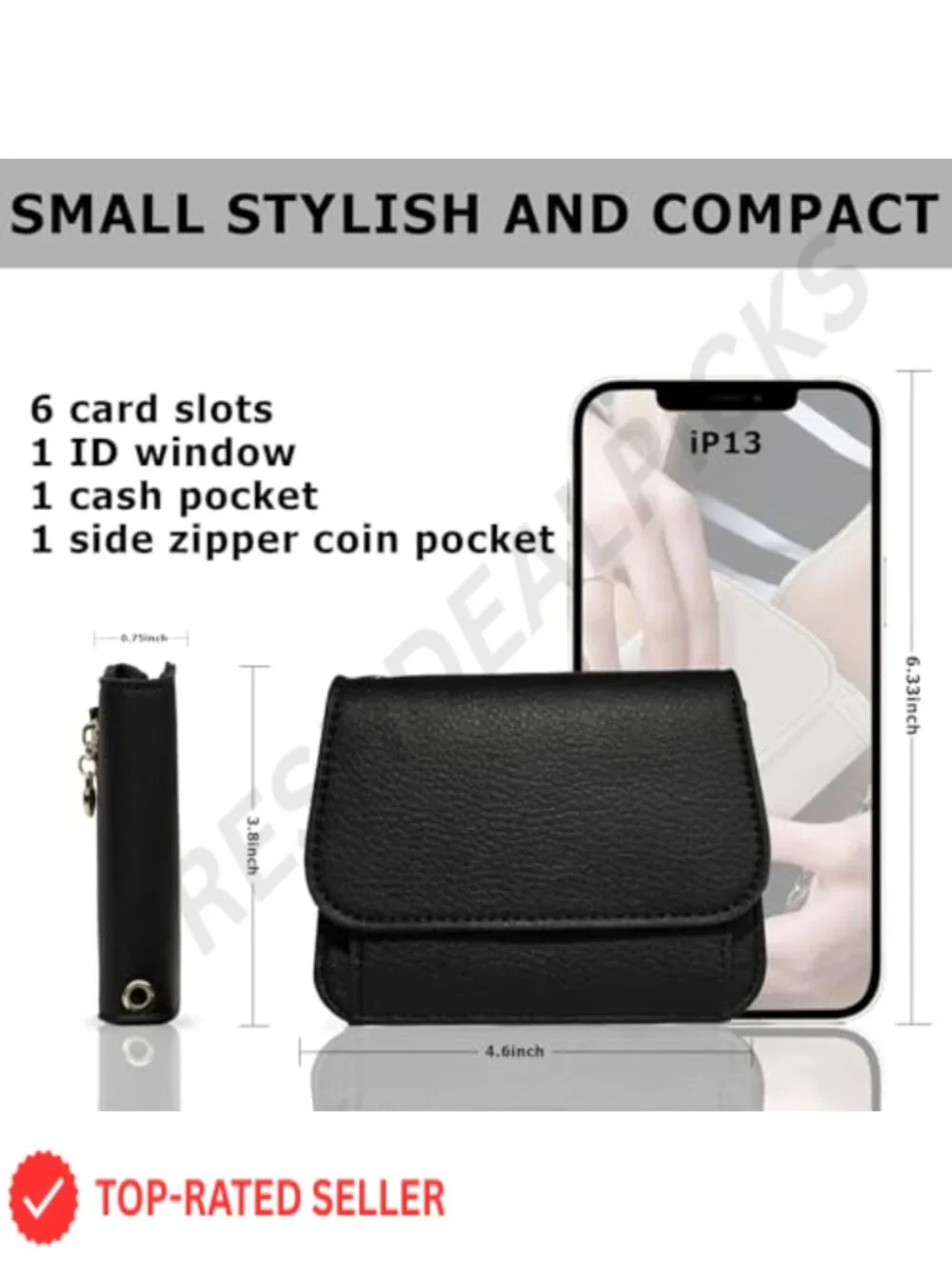 Mini RFID Blocking Slim Wallet Women Tri-Fold Card Holder with Coin Pocket